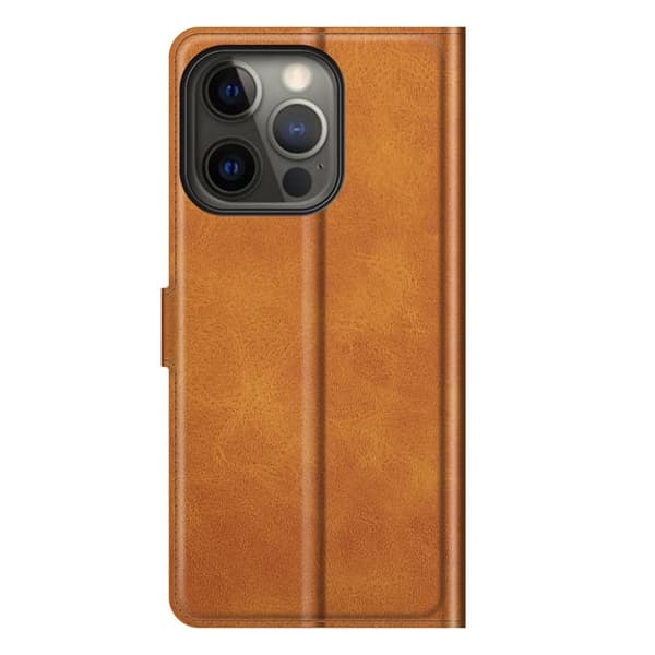 Hållbart konstläder iPhone 13 Pro fodral med plånbok - Orange Orange