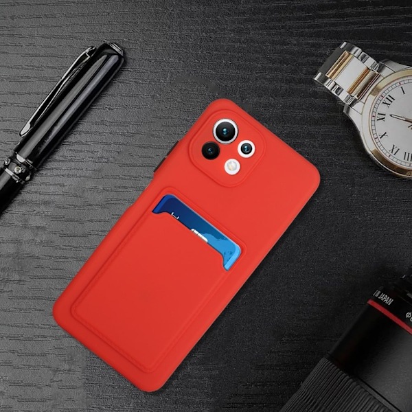 Card Holder Suojakuori For Xiaomi 11 Lite 5g Ne / Mi 11 Lite 5g / 11 Lite - Punainen Red