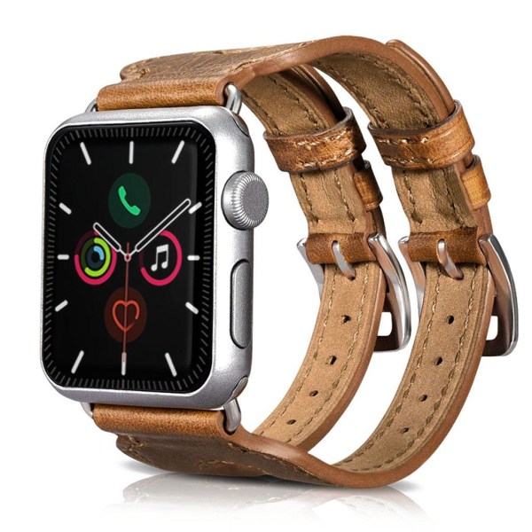 iCarer Double Cuff Apple Watch Series 5 40mm Genuine Leather Ban Brun
