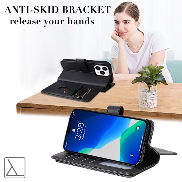 iPhone 14 Pro etui med pung & 10 kortpladser – Sort Black