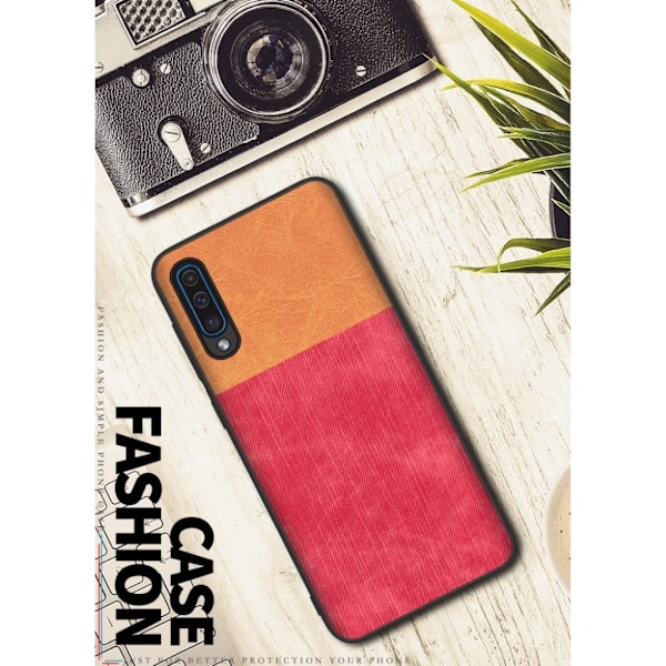 Samsung Galaxy A50 jeans tekstur deksel - Brown / Red Multicolor