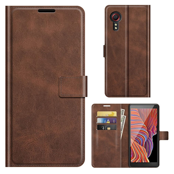 Wallet-style Læder Etui til Samsung Galaxy Xcover 5 - Brun Brown