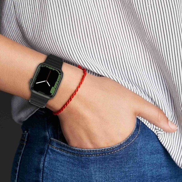 Apple Watch Series 8 (41mm) wave grain style silicone watch stra Svart