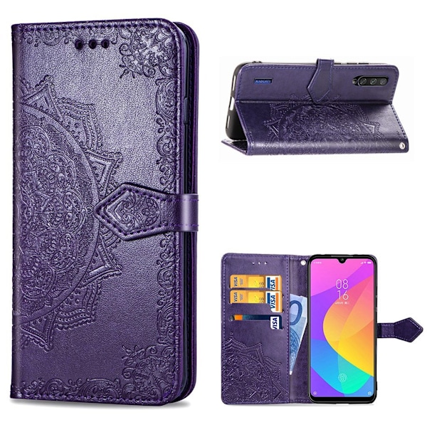 Mandala läder Xiaomi Mi CC9e / Xiaomi Mi A3 fodral - Lila Lila