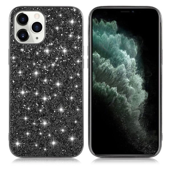 Glitter iPhone 12 Mini kotelot - Musta Black