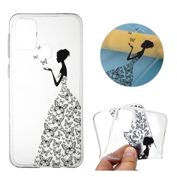 Deco Samsung Galaxy M31 Etui - Sommerfugl Pige Black