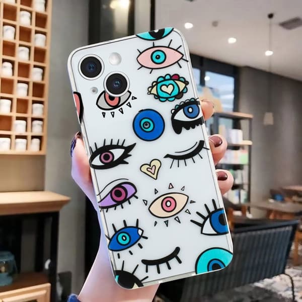 Deco iPhone 15 Plus kotelot - Hirviön Silmät Multicolor