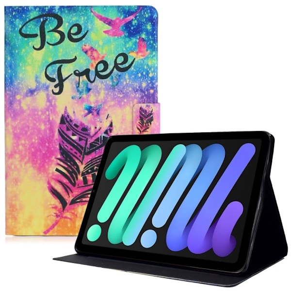 iPad 10.9 (2022) Pattern Printing Vegansk Læder stødsikkert Cover Foldable Stand Tablet Drop Resistant Case with Card Slots - Fjer Multicolor