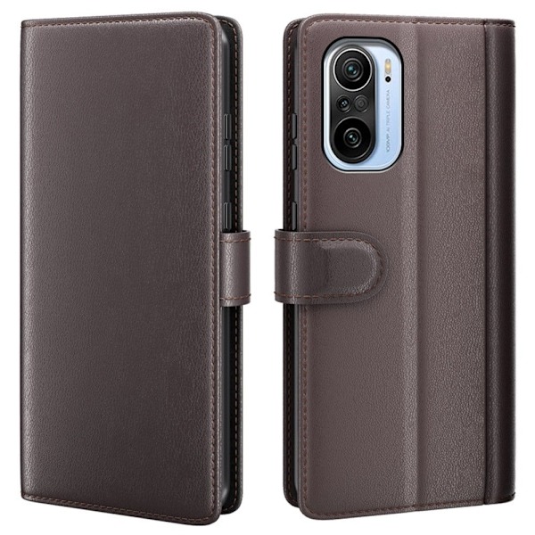 Äkta läder Xiaomi Mi 11i / Xiaomi Poco F3 / Xiaomi Redmi K40 / Xiaomi Redmi K40 Pro / Xiaomi Redmi K40 Pro Plus fodral med korthållare Brun
