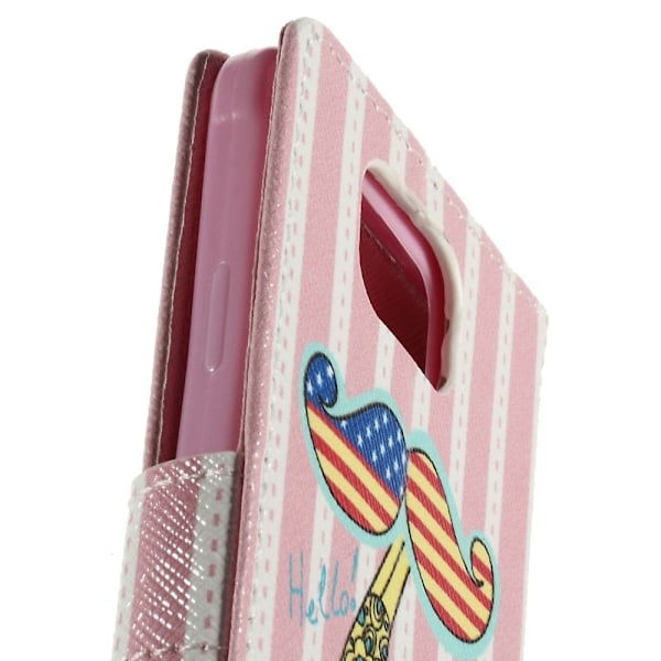 Moberg (USA Flag Mustache) Samsung Galaxy Alpha Lær Flipp Case Multicolor