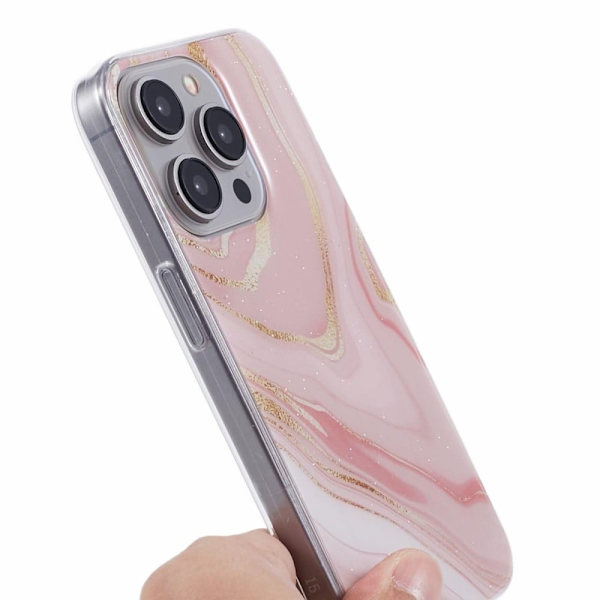 Marmormotiv iPhone 15 Pro Max telefonskal - Rosa Rosa
