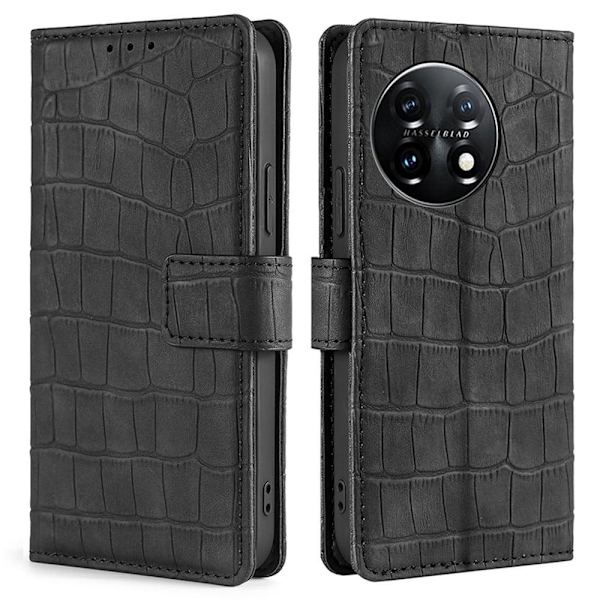 Läderskal med Krokodiltextur till OnePlus 11 - Svart Svart