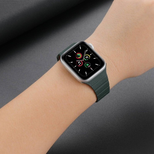 Apple Watch Series 8 (41mm) dobbeltfarvet urrem i ægte læder - Grå Silver grey