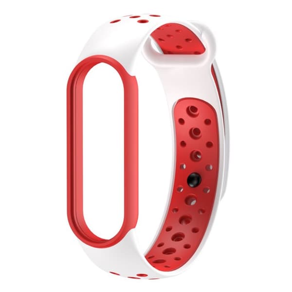 Xiaomi Mi Band 5 tvåfärgad silikon klockarmband - vit / röd Röd