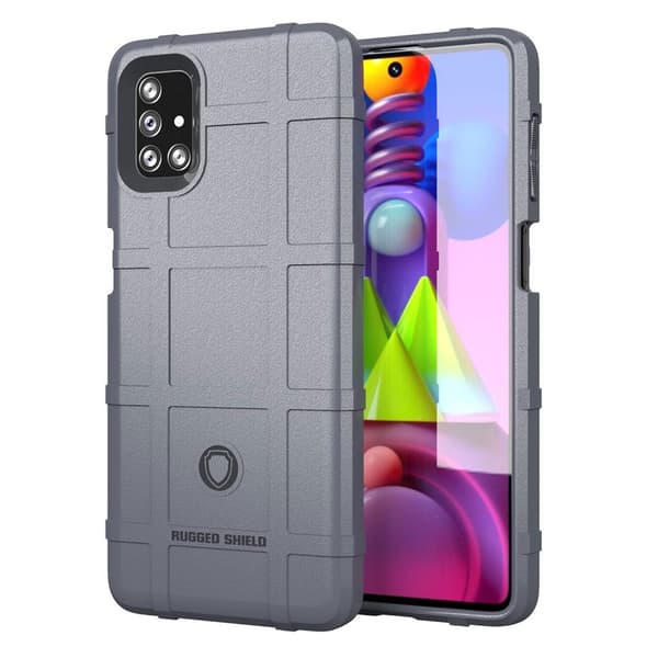 Rugged Shield Samsung Galaxy M51 kotelot - Harmaa Silver grey