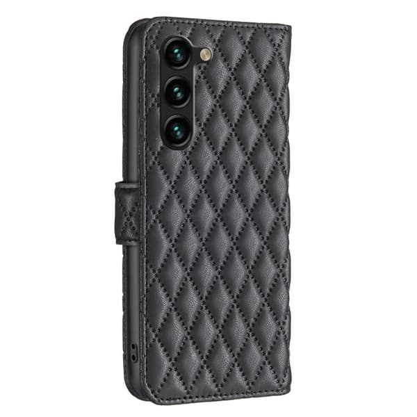 Rombemønster, matt flip-deksel for Samsung Galaxy S23 Plus - Svart Black