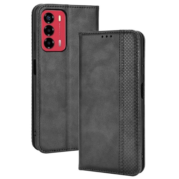 Bofink Vintage läder ZTE Blade A72 / ZTE V40 Vita fodral - Svart Svart