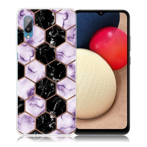 Marble Samsung Galaxy M02 / A02 Etui - Honeycomb Klinkekule i Lilla Multicolor