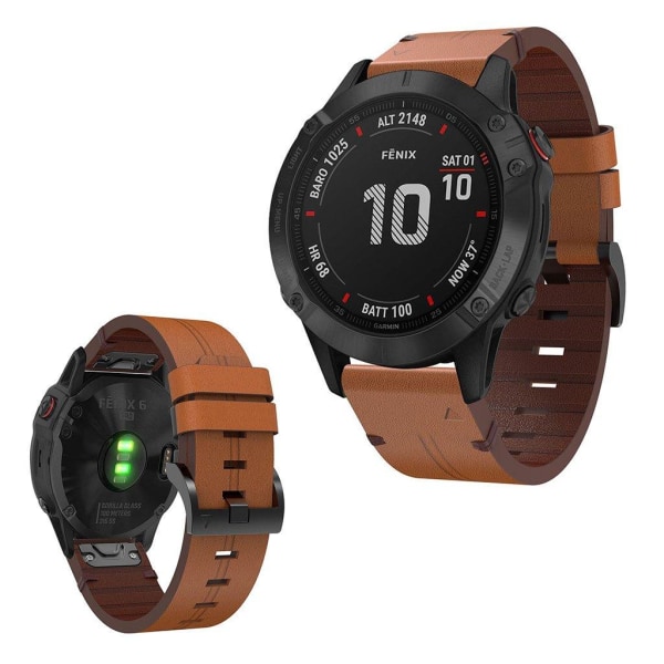 Garmin Fenix 6 aito nahkainen ranneke Brown