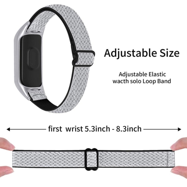 Xiaomi Mi Smart Band 4 / 3 nylon elastiskt klockarmband - Svart / Vit Vit