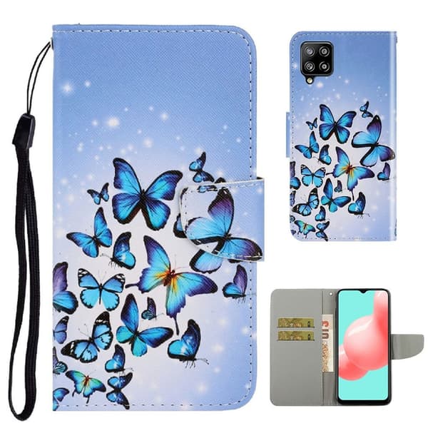 Wonderland Samsung Galaxy A22 4G Flip Etui - Blå Sommerfugle Multicolor