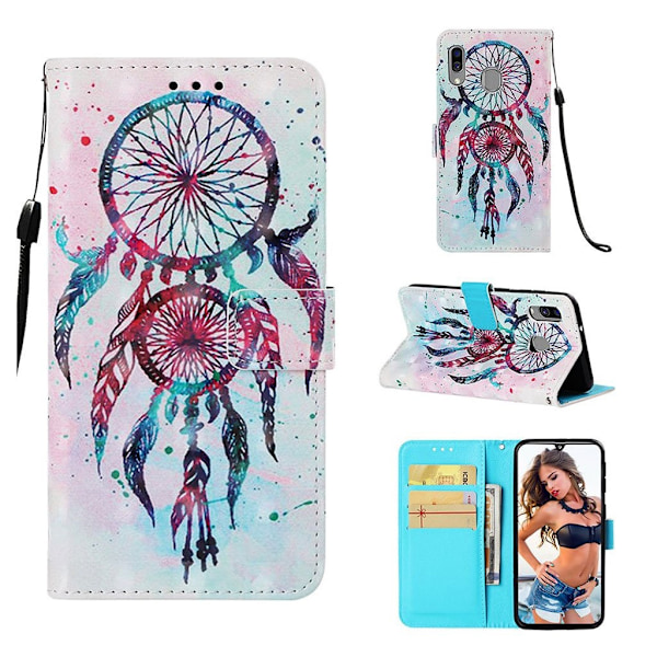 Samsung Galaxy A40 mønstret lædercover - farverig drømmefanger Multicolor