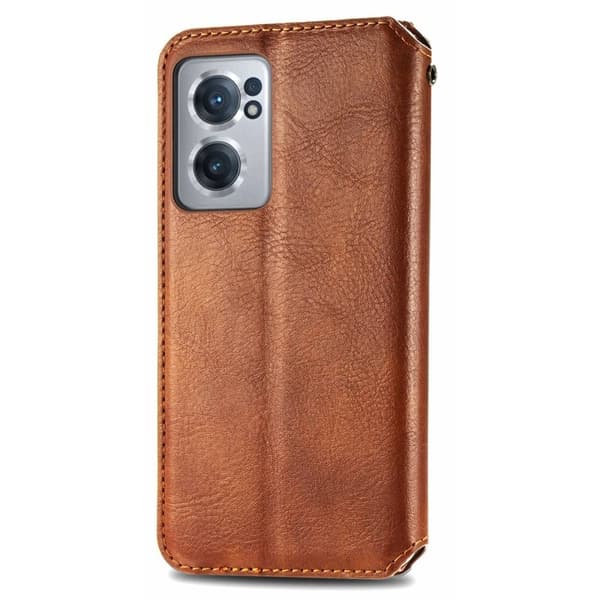 Läder OnePlus Nord CE 2 5G fodral med romb-design - Brun Brun