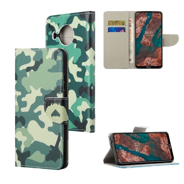 Wonderland Nokia X10 / X20 Flip etui - Camouflage Green