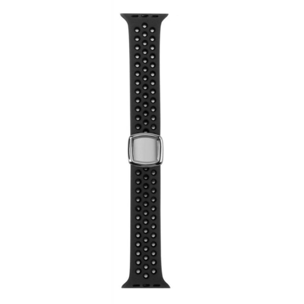 Apple Watch 40mm dual tone in multi-hole silicone watch strap - Black / Black Svart