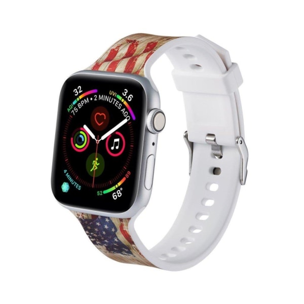 Apple Watch Series 5 40mm pattern silicone watch band - US Flag Multicolor