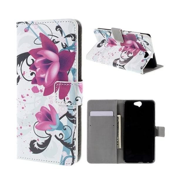 Moberg HTC One A9 Lær Etui - Lilla Blomster Purple