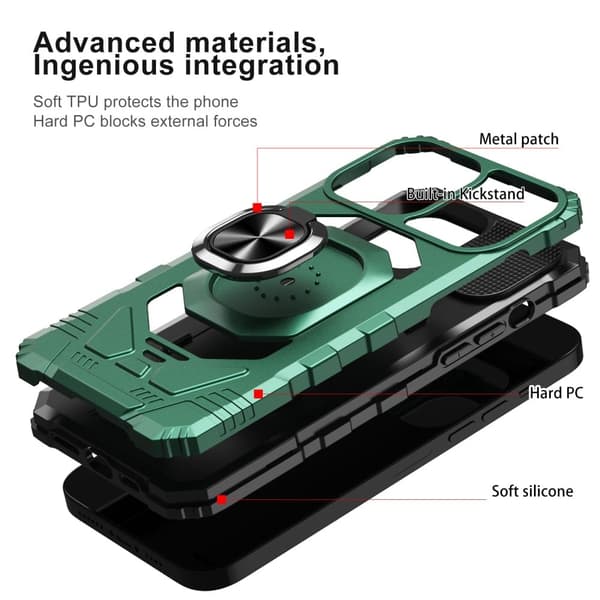 Slidstærkt cover i hård plast med blød inderside og kickstand til iPhone 13 Pro Max - Midnight Green Green