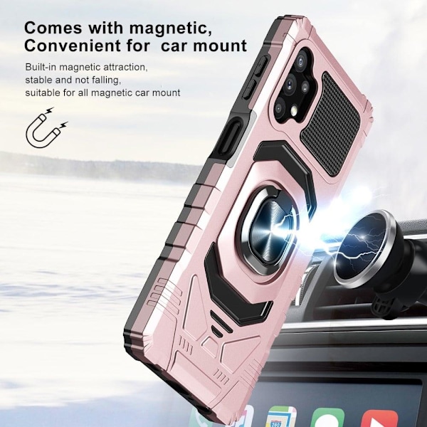 Slitstarkt hårdplastskal med mjuk insida och kickstand för Samsung Galaxy M32 5G / A32 5G - Roséguld Rosa