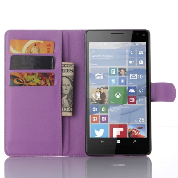 Jensen læder-etui med stander og kortholder til Microsoft Lumia Purple