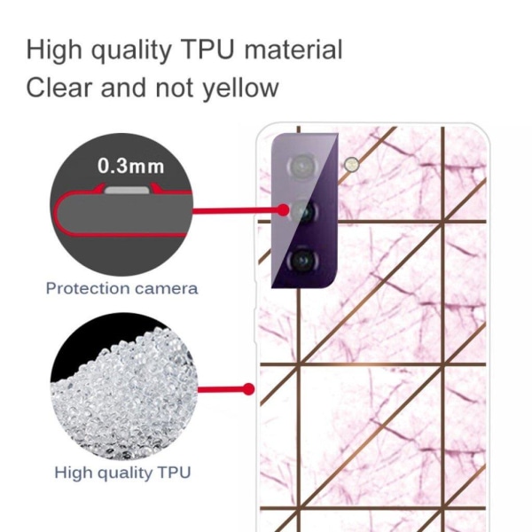 Marmormotiv Samsung Galaxy S21 FE skal - Vit I Fyrkantig Strike-Marmor Vit