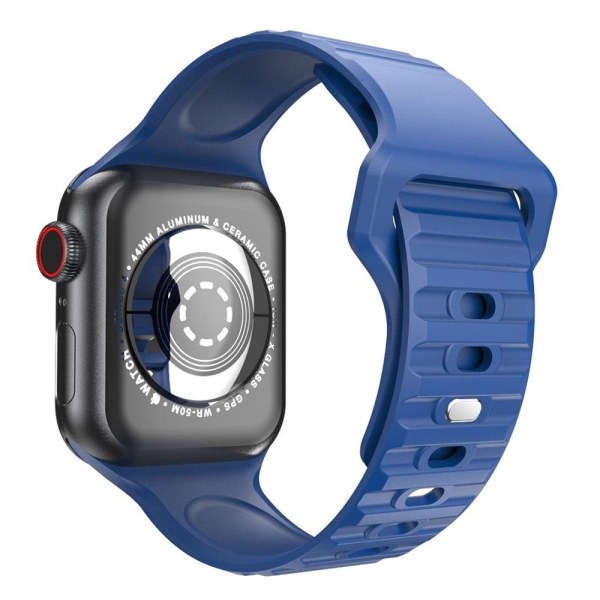 Apple Watch Series 8 (41mm) urrem i silikone med ætsede striber Blue