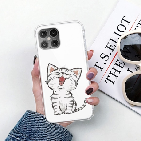 Deco iPhone 12 Pro / iPhone 12 skal - Katt Vit