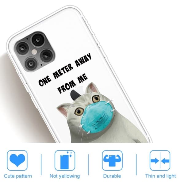 Deco iPhone 12 Pro Max Etui - Katt Iført Maske White
