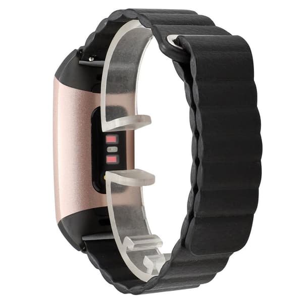 Fitbit Charge 3 ægte læder Urrem - Sort Black