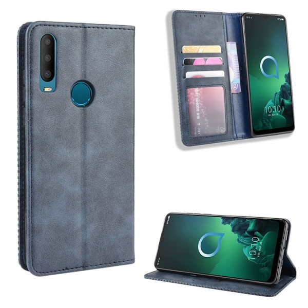 Bofink Vintage läder Alcatel 3X (2019) fodral - Blå Blå