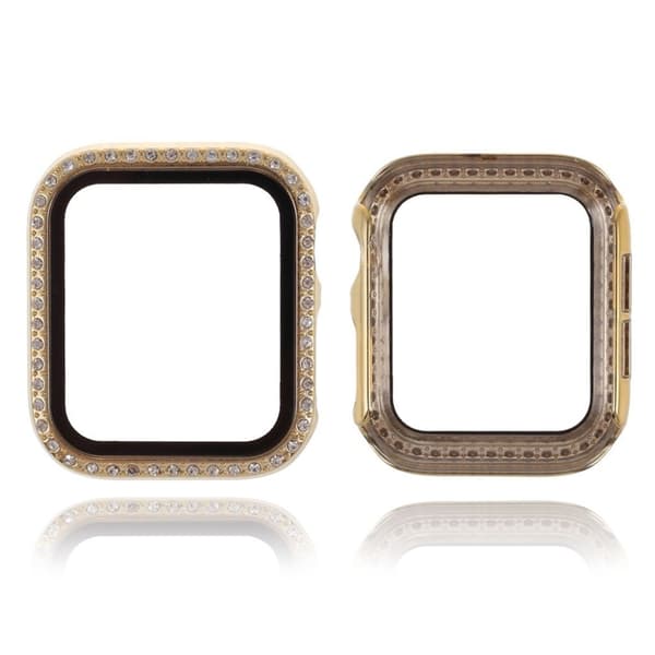 Apple Watch Series 6 / 5 40mm rhinestone décor frame with tempered glass - Gold Guld