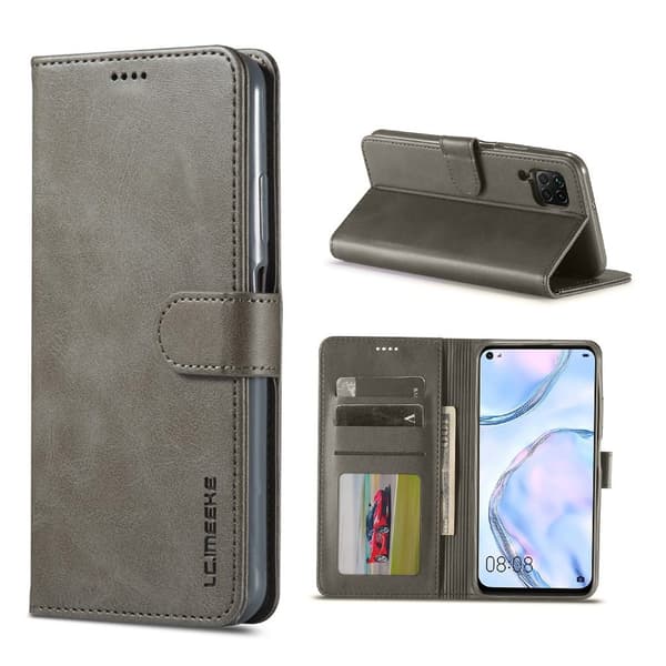 LC.Imeeke läder Huawei P40 Lite / Huawei Nova 6 SE fodral - Silver/Grå Silvergrå