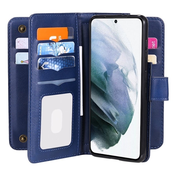 10-slot Lommebok Etui til Samsung Galaxy S21 Plus - Mørkeblå Blue