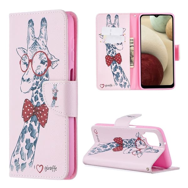 wonderland Samsung Galaxy A12 5G flip etui - Giraffe Multicolor