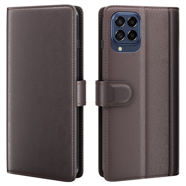 Äkta läder Samsung Galaxy M33 5G fodral med korthållare Brun