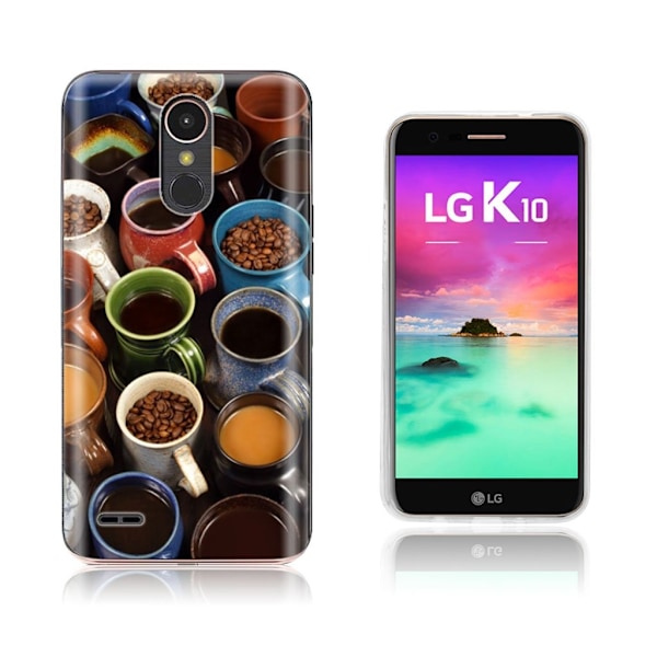 LG K10 2017 mjukt präglat TPU-fodral - Kaffebönor Och Kaffe Brun