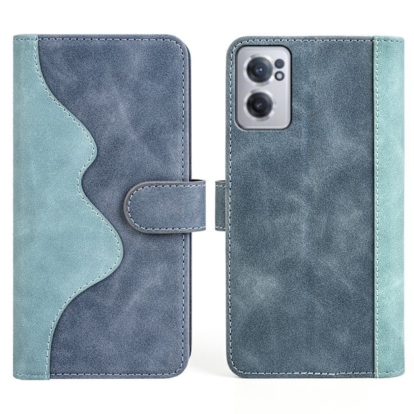 Kaksivärinen nahkainen läppäkotelo OnePlus Nord CE 2 5G - Sininen Blue