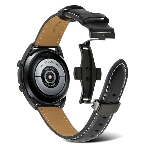 20 mm Universal texturerat klockarmband i äkta läder - Svart Svart