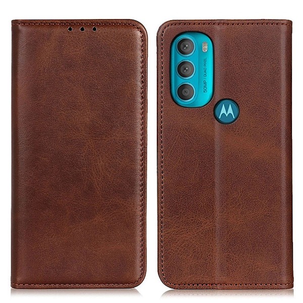 Äkta läder Motorola Moto G71 5G fodral - Brun Brun