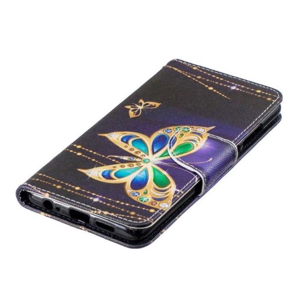 Huawei P30 mønstret læder flip etui - Sommerfugl med Diamant Multicolor